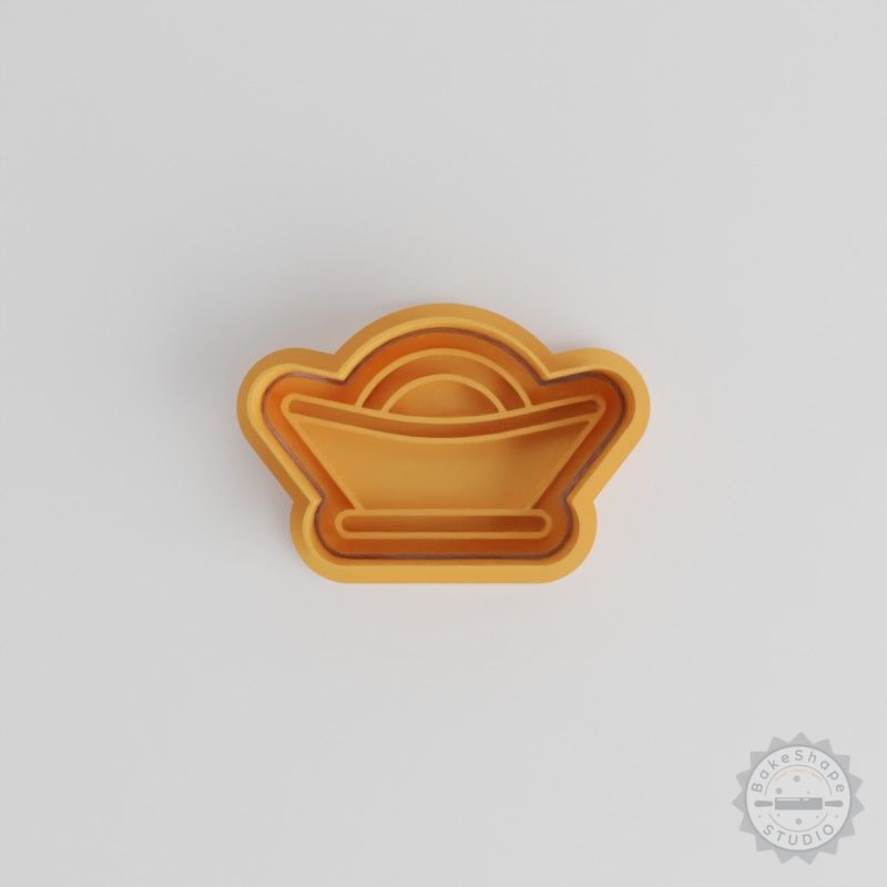 Sycee Shape Cutter and Stamp Set, Silver Ingot Cookie Fondant Mold, 6-Piece, S/M/L