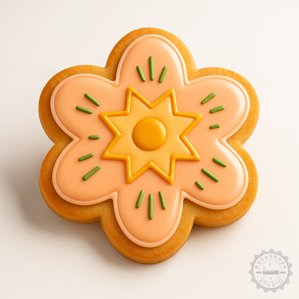 Decorated example 1 of Flower Shape Cutter and Stamp Set, 6-Piece Floral Fondant and Cookie Baking Tool