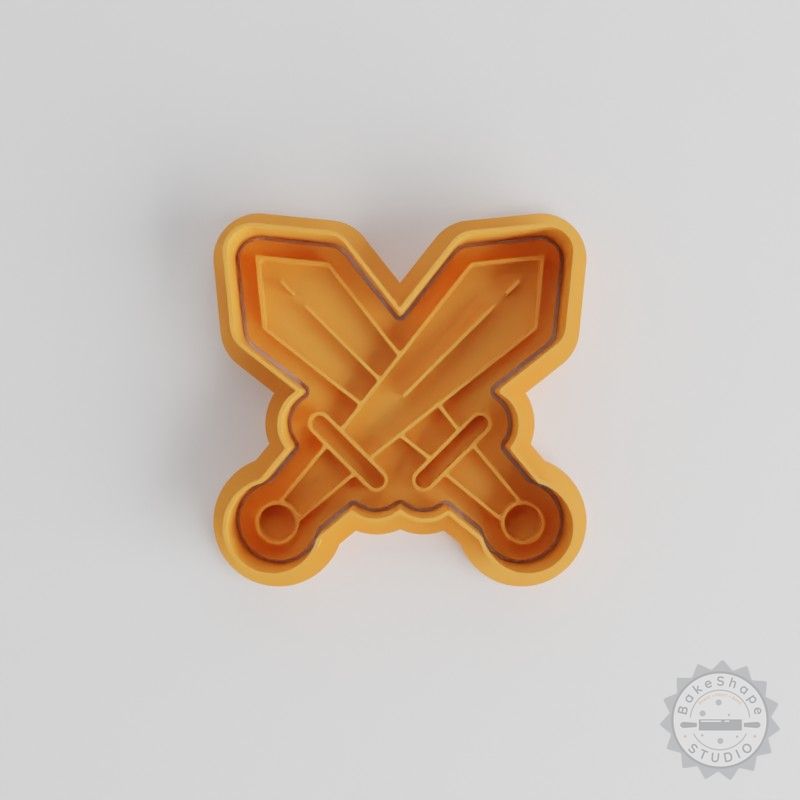 Two Swords Shape Cutter & Stamp Set, Perfect for Cookies & Fondant, 6-Piece, S/M/L Sizes
