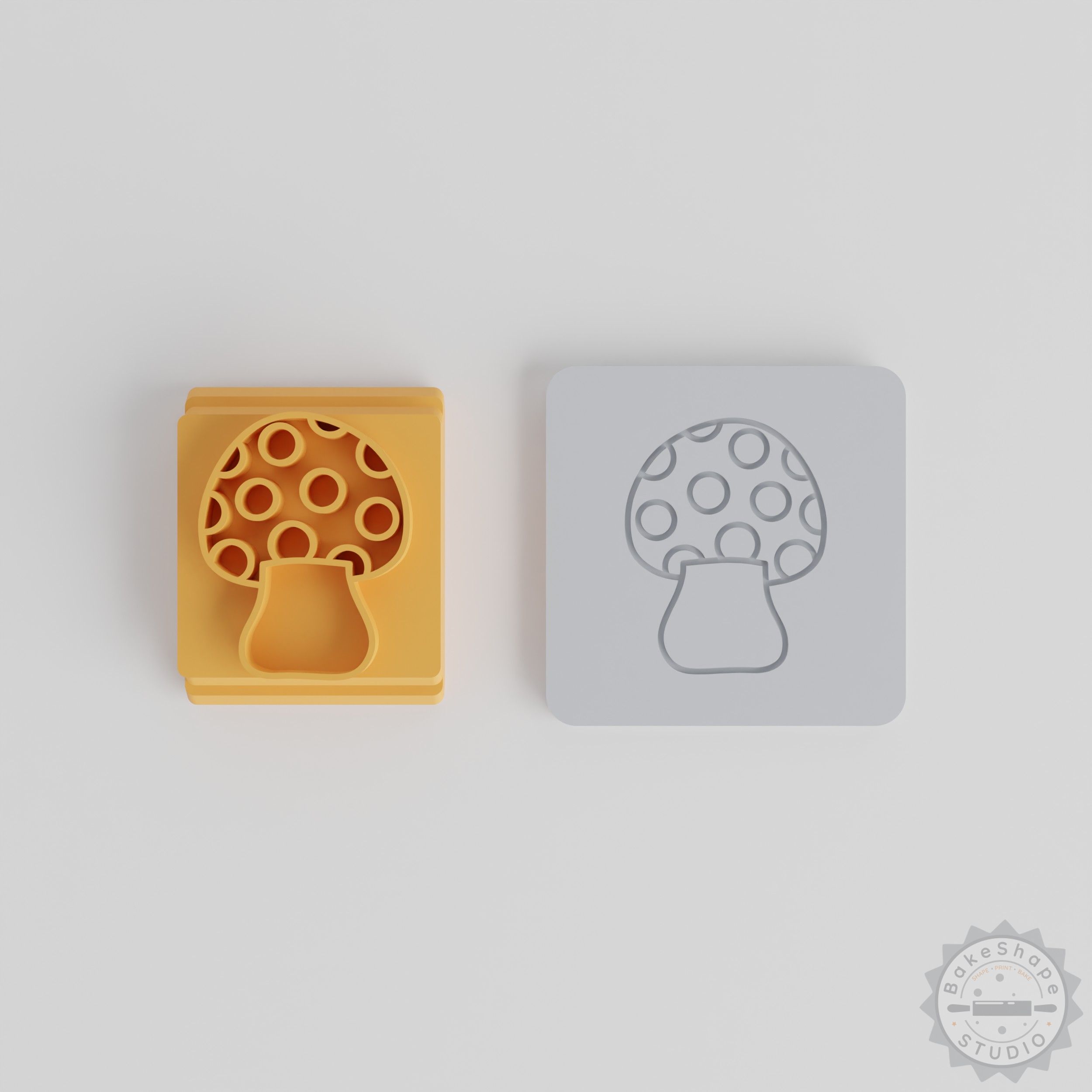 Mushroom Stamp Tile Set, 5 Piece, for Clay & Cookies, Nature Fungi Theme, 20-40mm Sizes