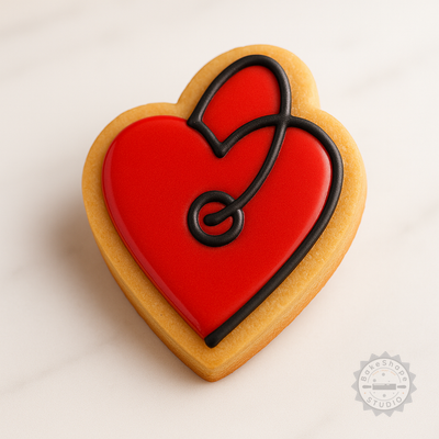 Decorated example 1 of Heart Keychain Cookie Cutter and Stamp Set, Perfect for Fondant, S/M/L Sizes, 6-Piece Valentine's Love Token