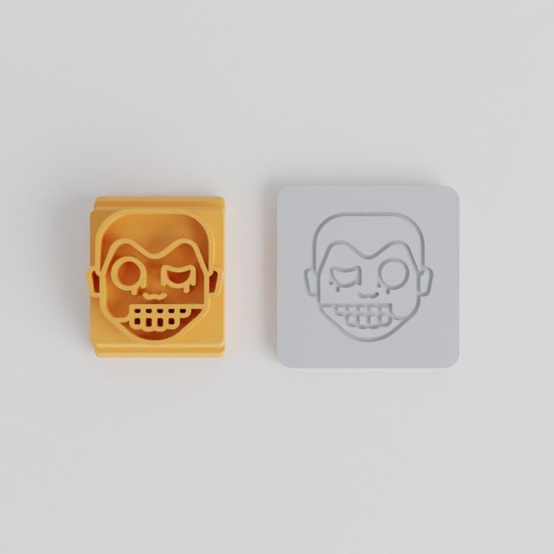 Zombie Boy Stamp Tile Set, 5 Sizes for Clay, Cookie, Fondant Designs