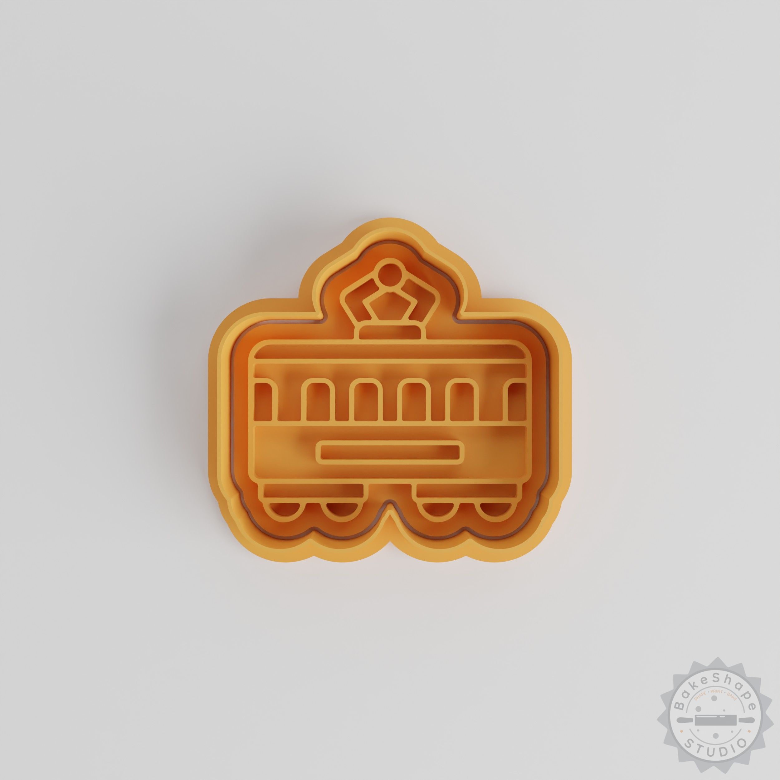 Tram Cookie Cutter, City Train Stamp Set, S/M/L, 6-Piece Transportation Baking Mold Pack