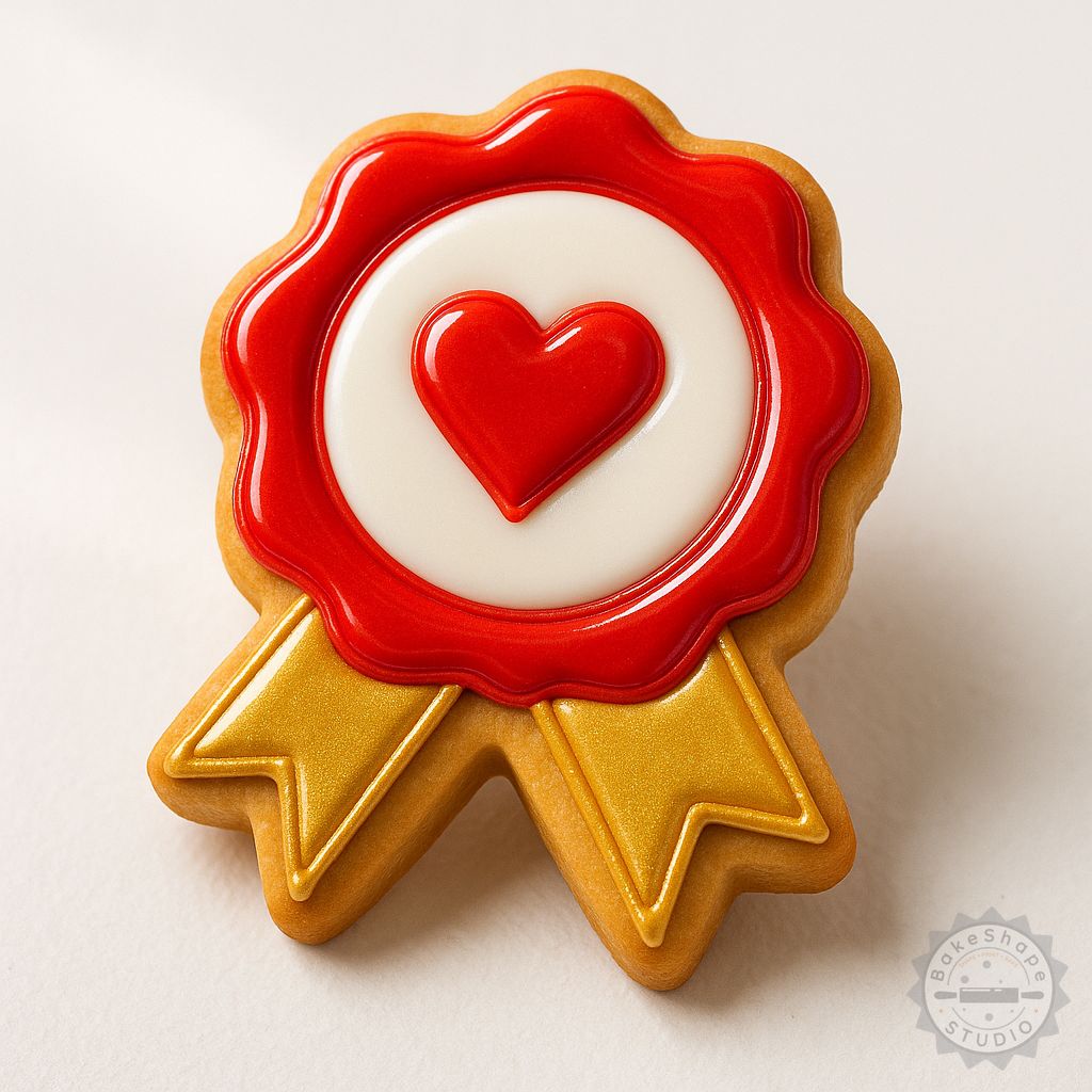Heart Badge cookie cutter and stamp set STL for 3D printing in multiple sizes