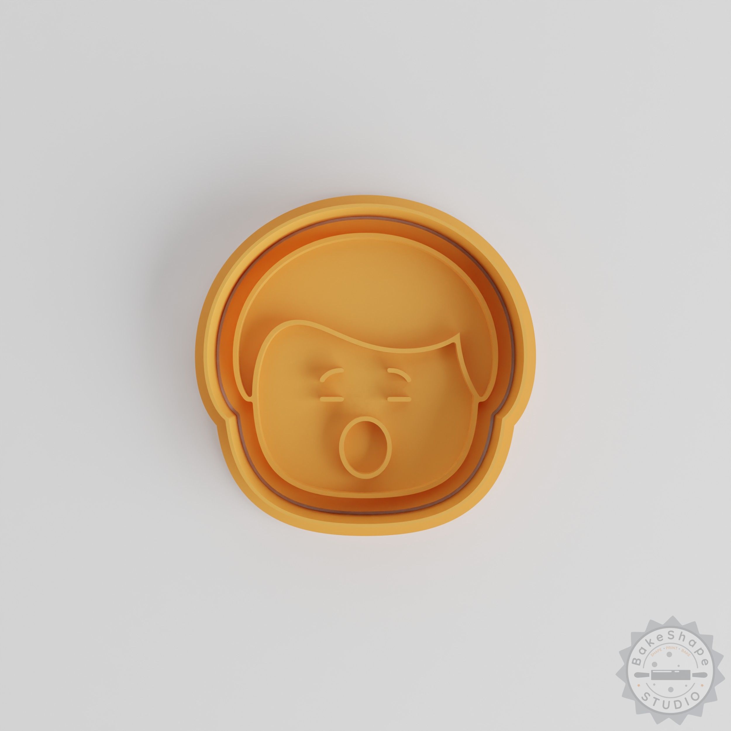 Sleepy Face Cookie Cutter Stamp Set, 6pc, Emoticon Yawning Man Shapes, Fondant Biscuit Molds, S/M/L Sizes