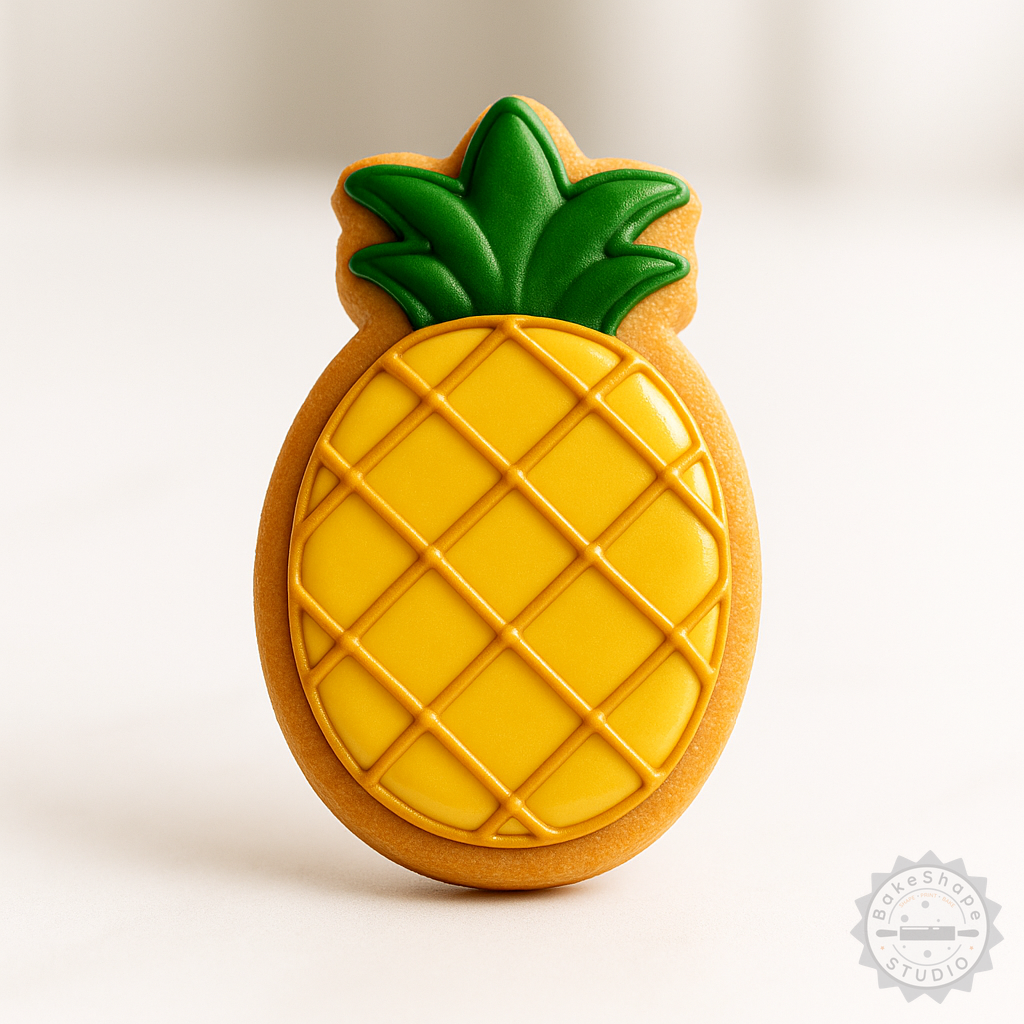 Decorated example 1 of Pineapple Shape Cutter and Stamp Set, Perfect for Cookies and Fondant, 6-Piece Set