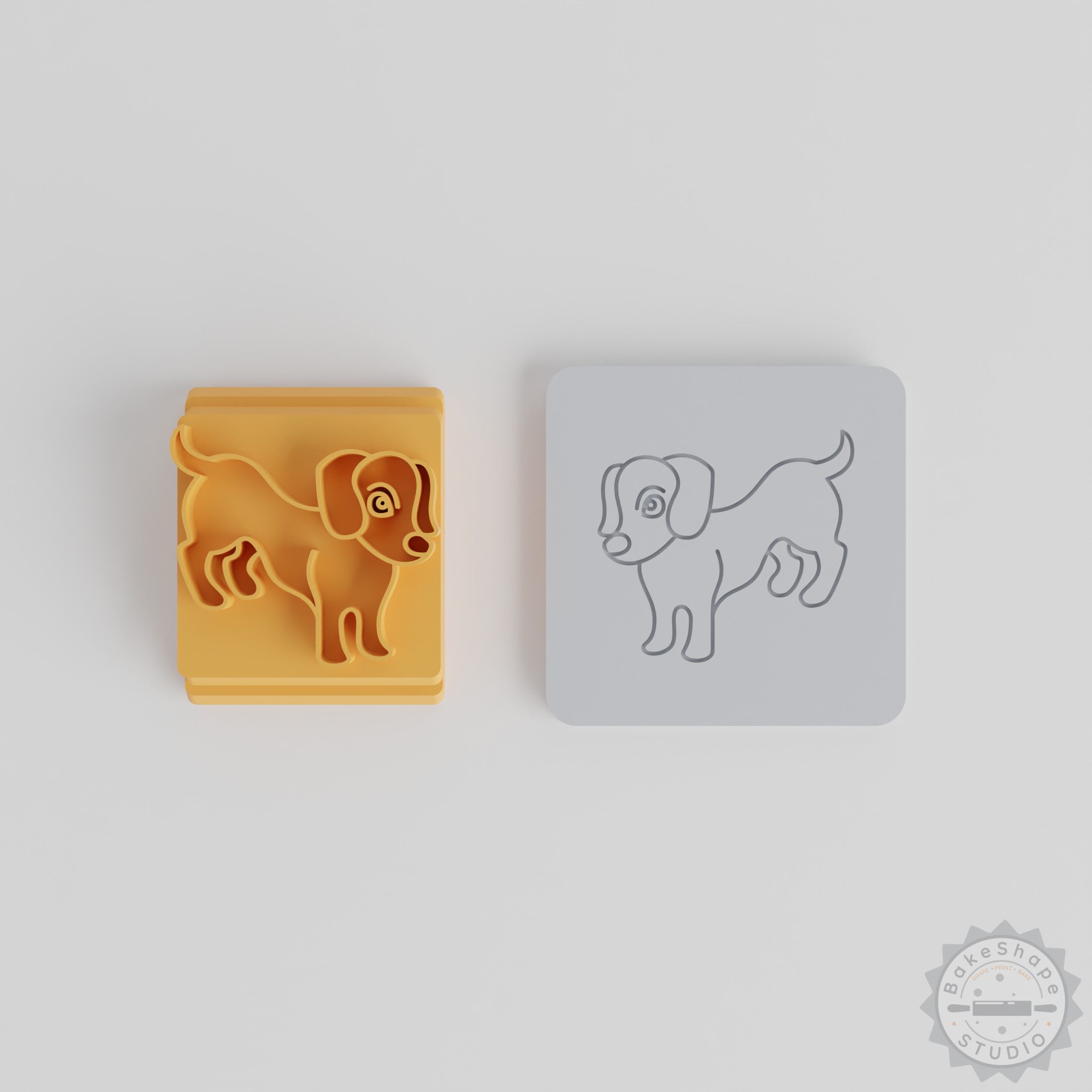 Dachshund Stamp Tile Set, 5 Sizes, Animal Cookie & Clay Decoration Mold