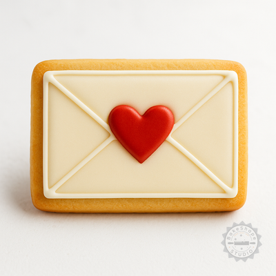 Decorated example 1 of Love Letter Cookie Cutter and Stamp Set, Perfect for Fondant, Includes 3 Sizes S/M/L, Romantic Baking Decor