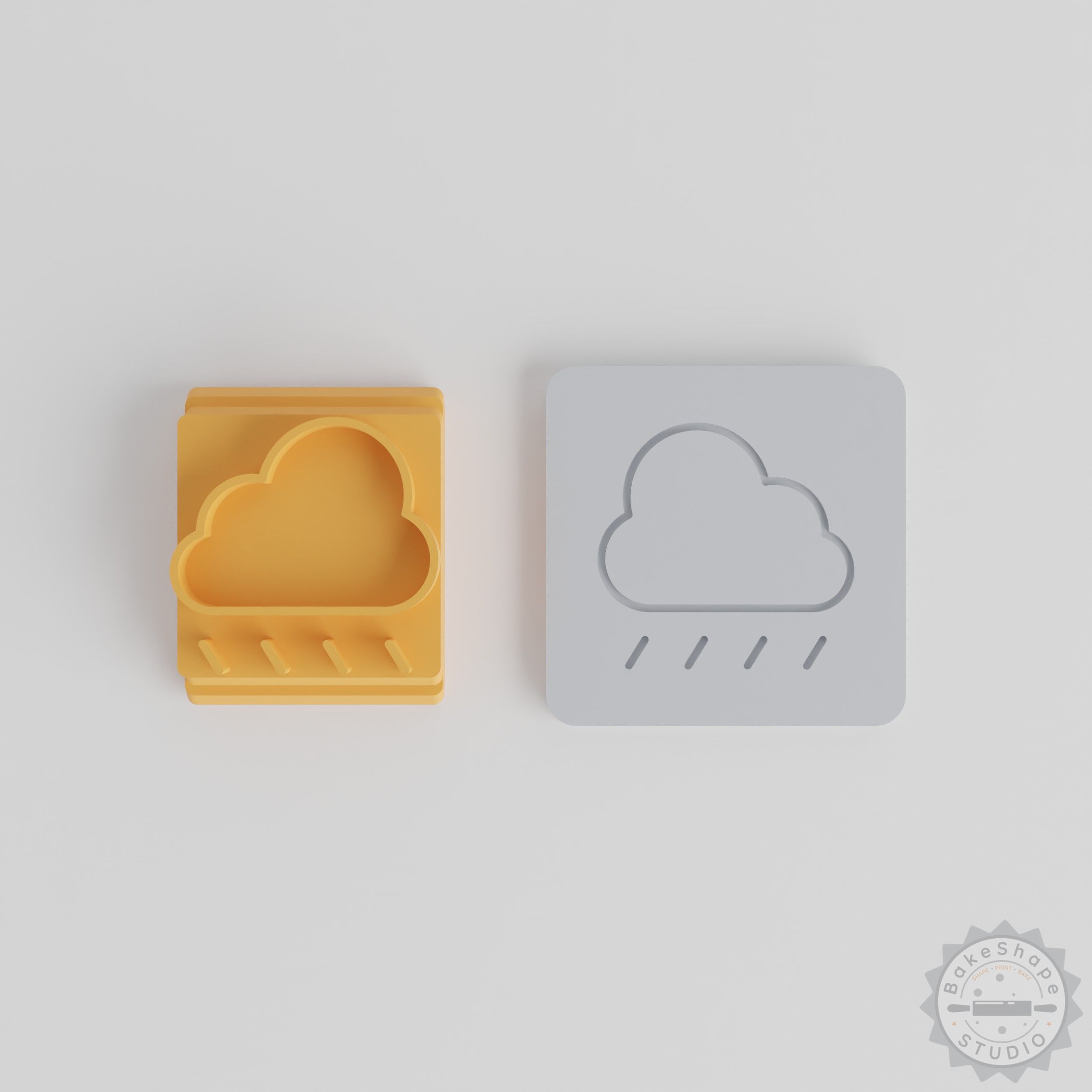 Rain Stamp Tile Set, 5 Piece, Various Motif Sizes for Clay, Cookies, Fondant, Weather Theme