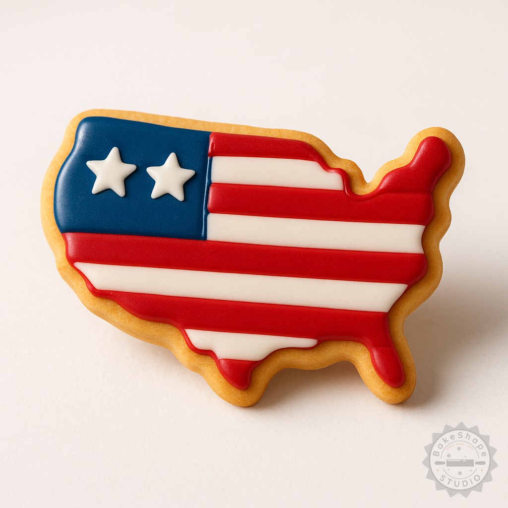 Decorated example 1 of USA Map Cookie Cutter & Stamp Set, 6 Pc, Perfect for Cookies & Fondant, Multiple Sizes