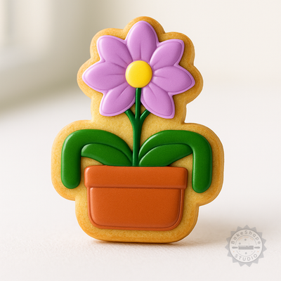 Decorated example 1 of Orchid Shape Cutter and Stamp Set for Cookies and Fondant, 6-Piece Tool Kit
