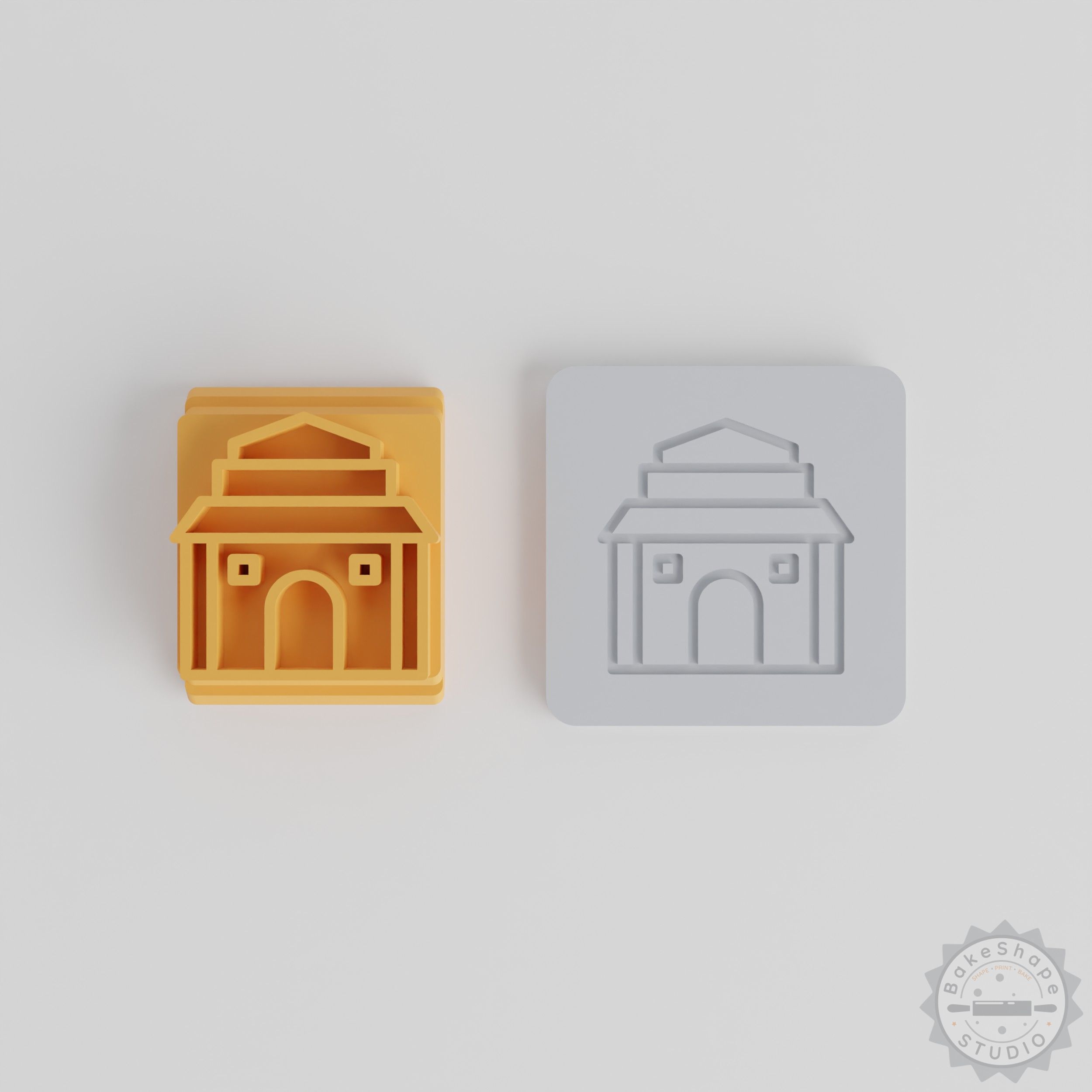 Temple Stamp Tile Set, Five Motif Sizes, Ancient Architecture Design for Clay, Cookies, Fondant