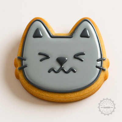Decorated example 1 of Confounded Face Cookie Cutter & Stamp Set, Perfect for Cookies & Fondant, 3 Sizes, 6 Pieces