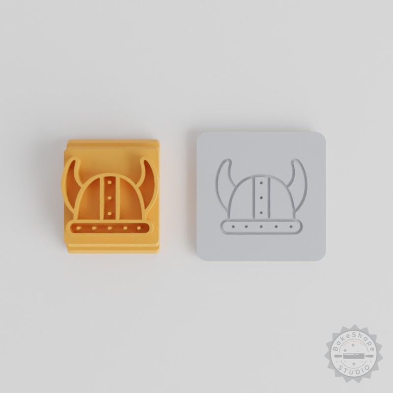 Viking Helmet Stamp Set for Clay, Cookies, Fondant - 5 Motif Sizes