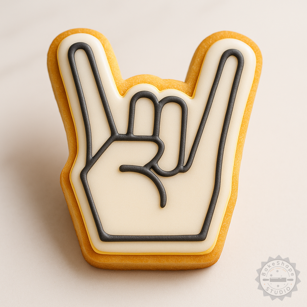 Decorated example 1 of Hand Shape Cookie Cutter and Stamp Set, Fondant Tool with 3 Sizes (S/M/L) - 6 Pieces