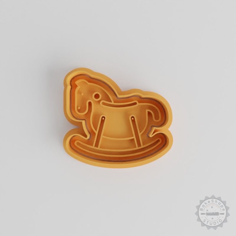 Rocking Horse Shape Cutter and Stamp Set, 6-Piece Toy for Cookies and Fondant, S/M/L