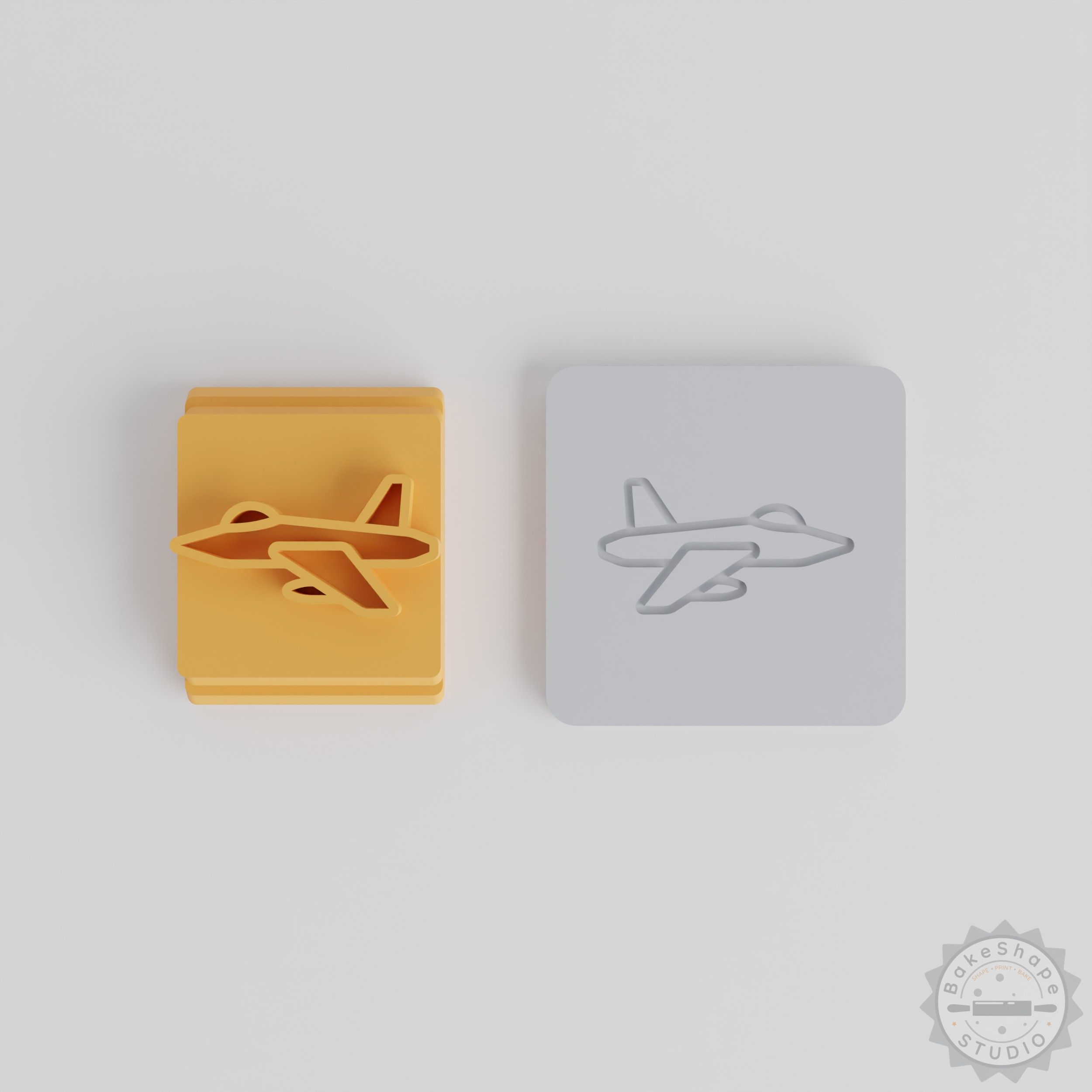 Fighter Jet Stamp Tile Set, 5 Sizes for Clay, Cookies, Fondant, Military Aircraft Design