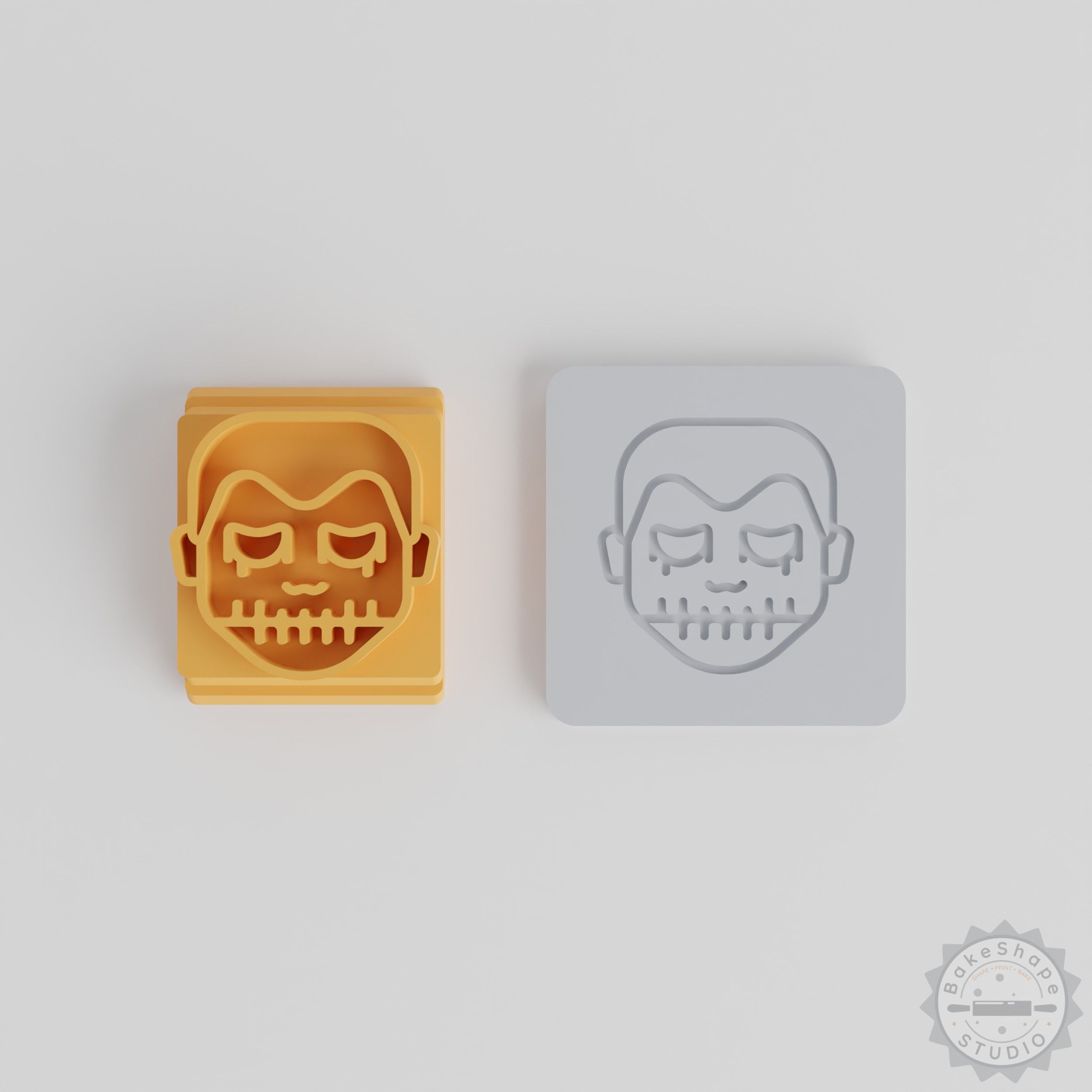 Skull Boy Stamp Tile Set, 5 Sizes - Perfect for Clay, Cookies, Fondant, Halloween Skull Design