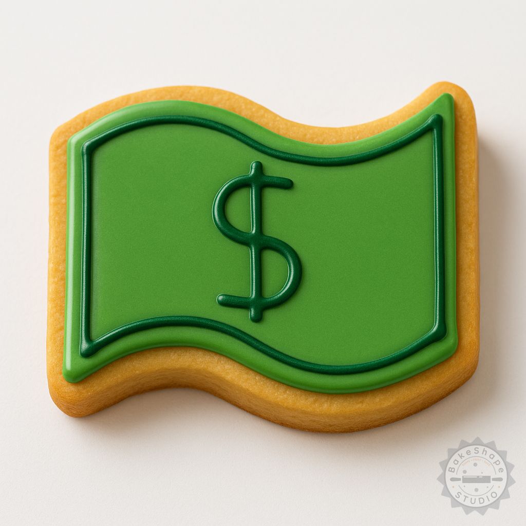 Money cookie cutter and stamp set STL for 3D printing with three size variations for cookies and fondant