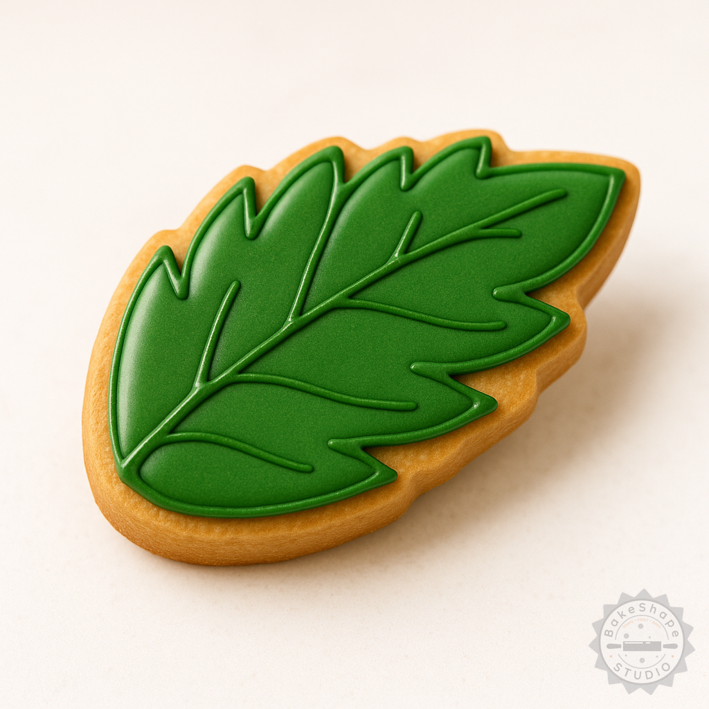 Decorated example 1 of Leaf Cookie Shape Cutter and Stamp Set, 6-Piece, Fondant and Cookie Tools