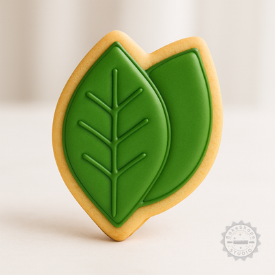Decorated example 1 of Leaf Shape Cutter and Stamp Set, Perfect for Cookies and Fondant, 6-Piece, S/M/L Sizes, Nature Eco Foliage Design