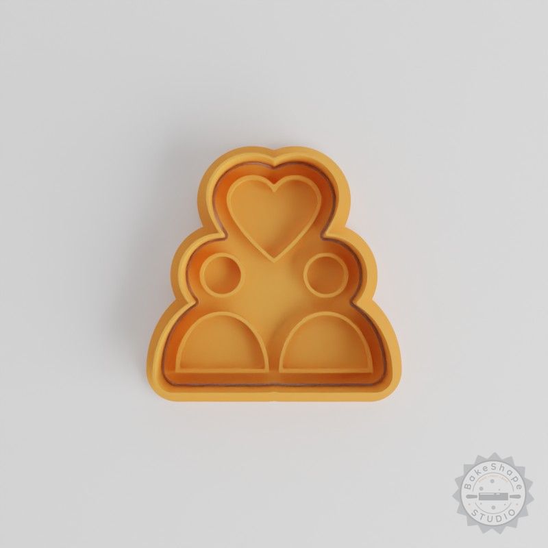 Lovers Shape Cutter & Stamp Set for Cookies, Fondant, 3 Sizes S/M/L, 6 Pieces
