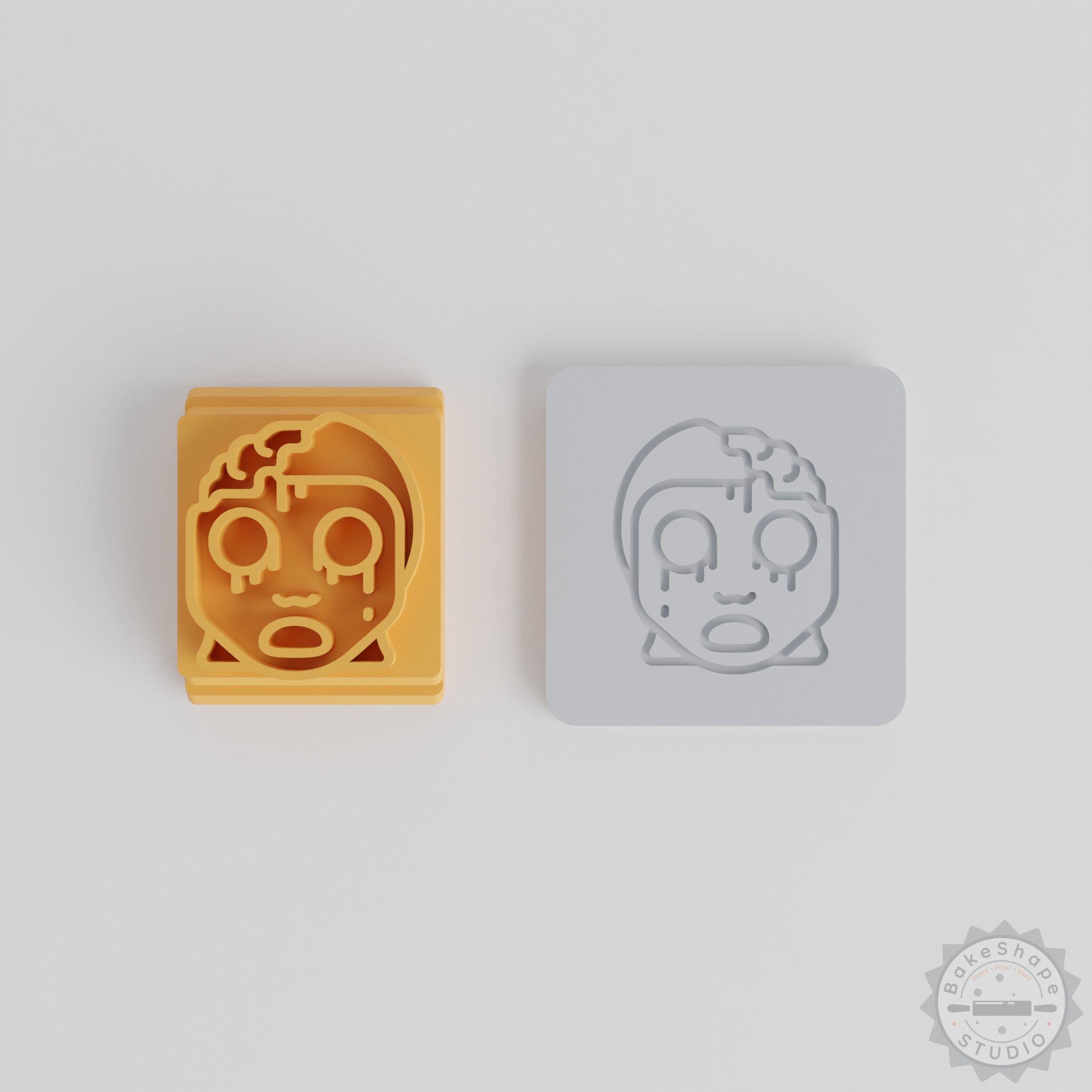Zombie Girl Stamp Tile Set, 5 Sizes, Perfect for Clay, Cookies, Fondant, Halloween Horror Face Designs
