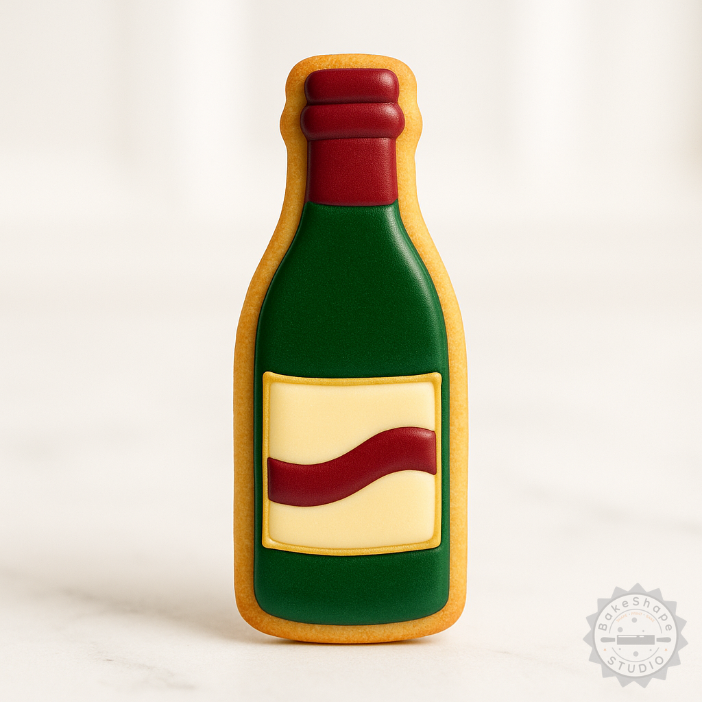 Decorated example 1 of Wine Cookie Cutter and Stamp Set, Perfect for Cookies and Fondant, Includes 6 Pieces in 3 Sizes