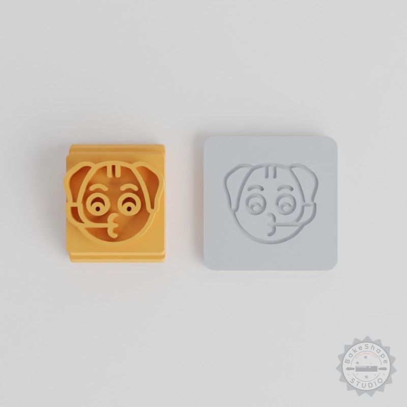 Party Animal Stamp Tile Set, 5 Sizes for Clay, Cookies, Fondant, Featuring Party Dog Design