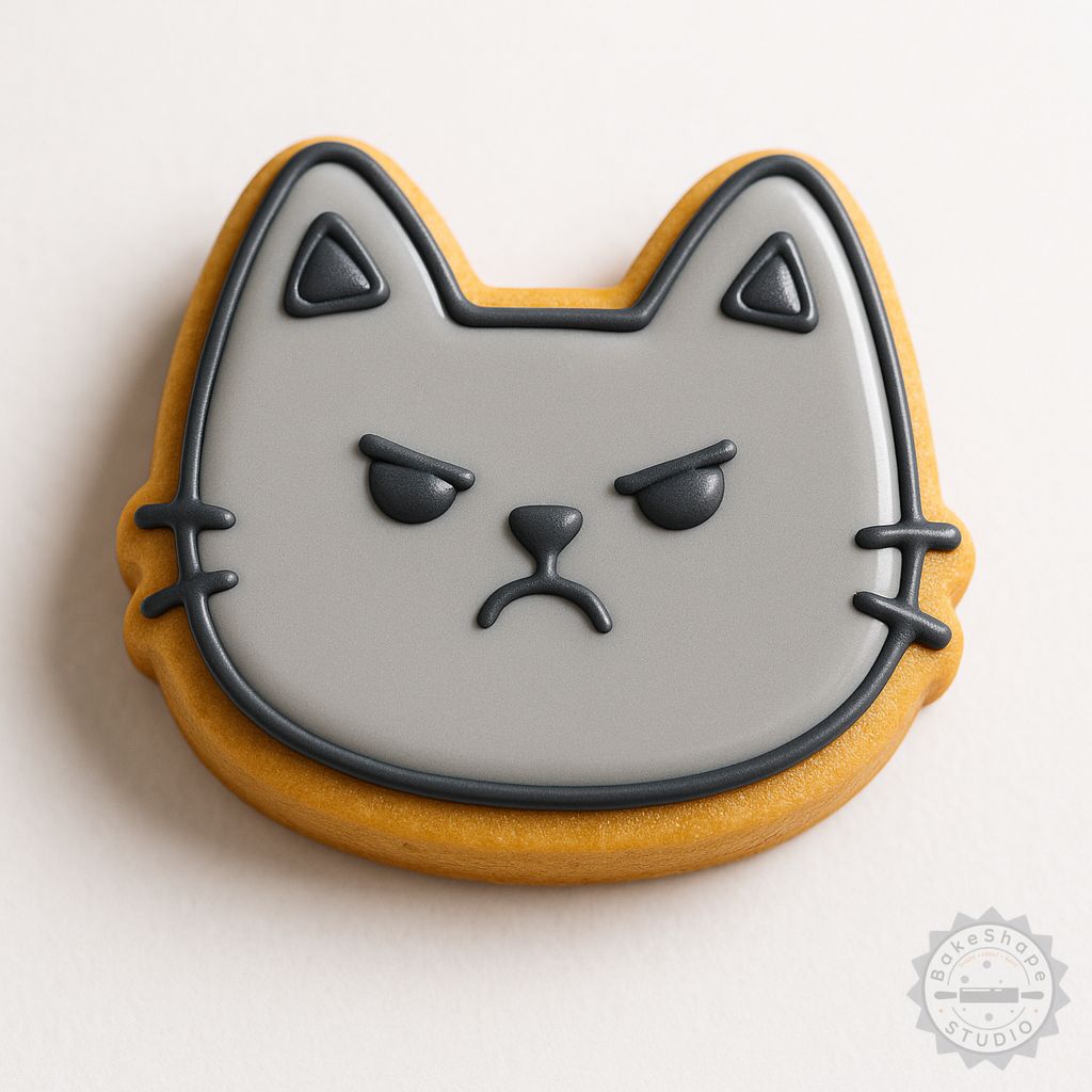 Angry Face cookie cutter and stamp set STL for 3D printing cookies and fondant decorations in small, medium, and large sizes