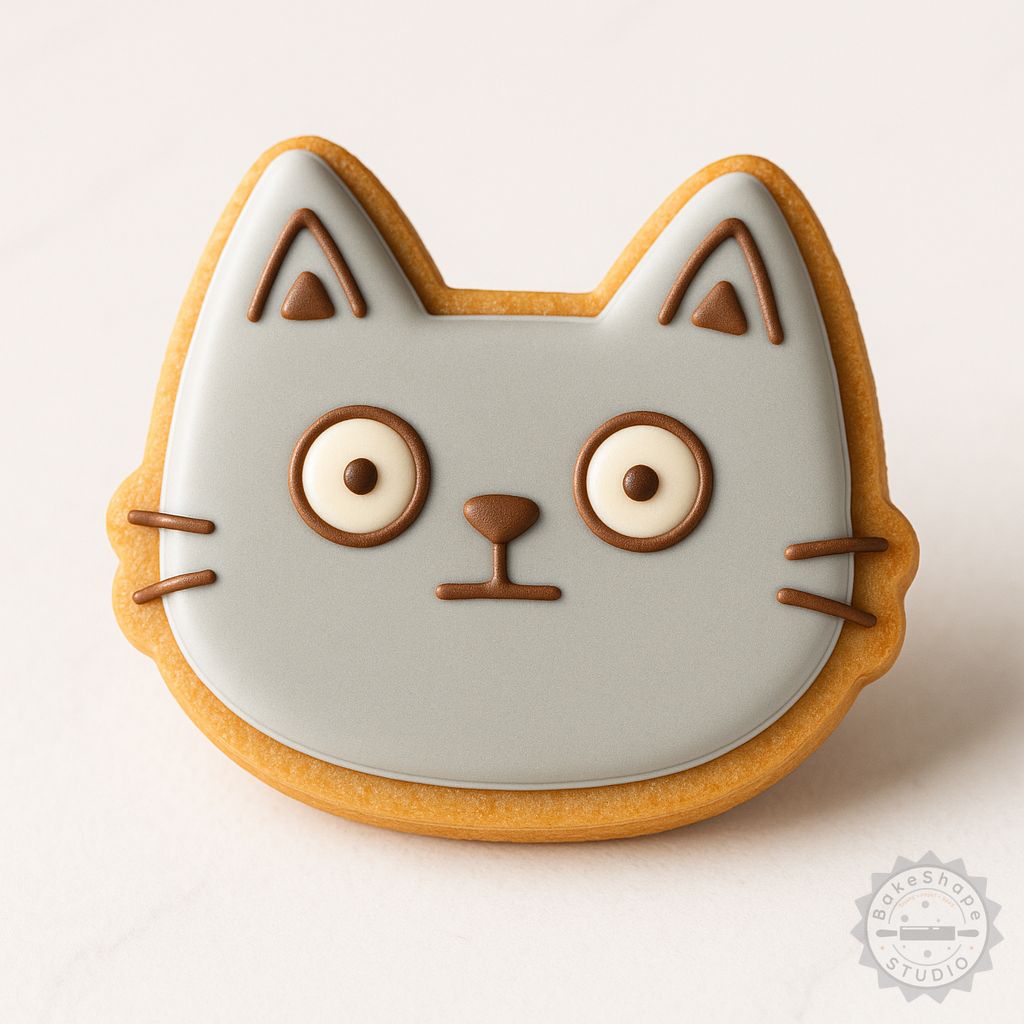 Stunned face cookie cutter and stamp set STL for 3D printing with amazed expression designs