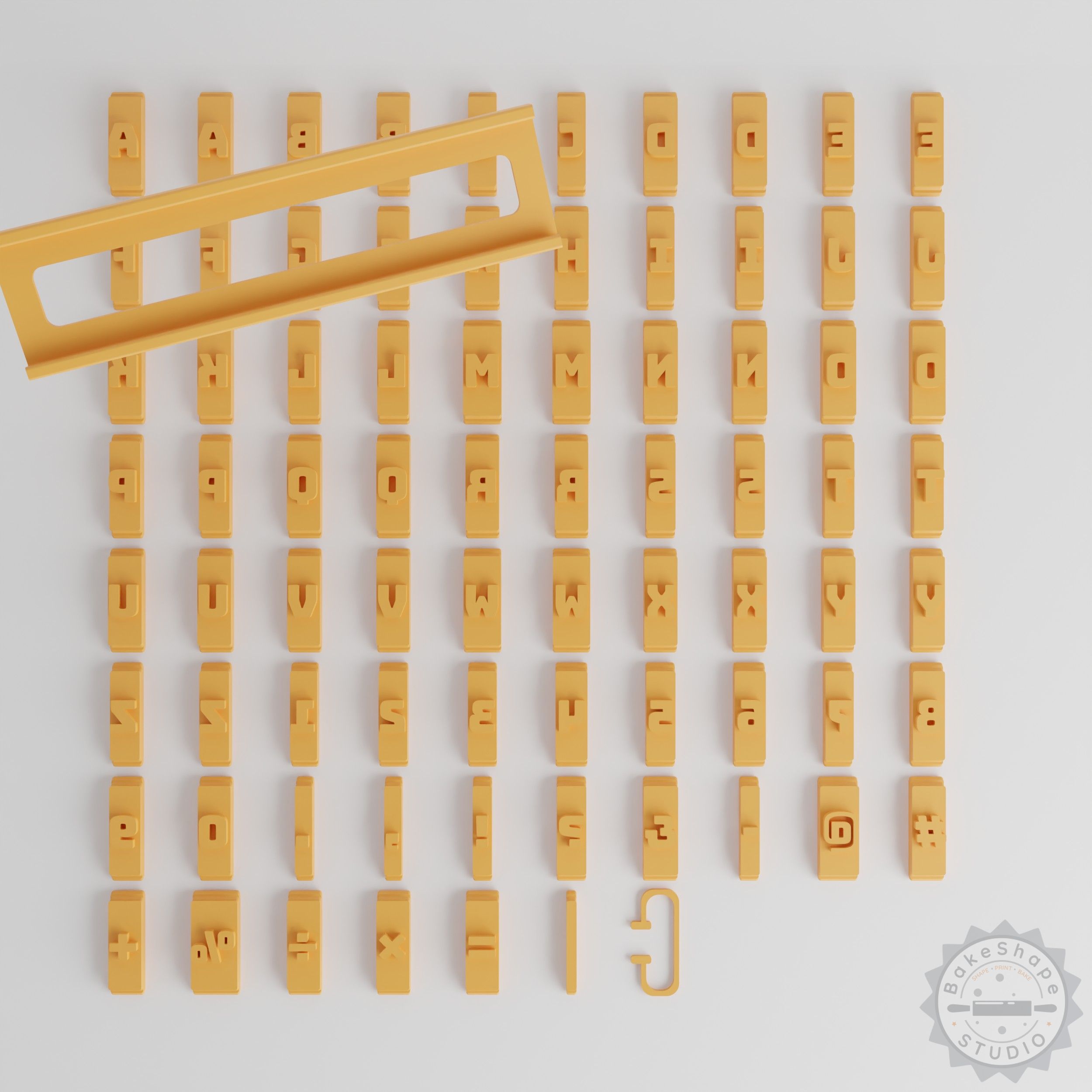 Bungee Font Tile Set, 1/2" Size, 80 Pieces for Clay, Cookies, Fondant and Soft Materials