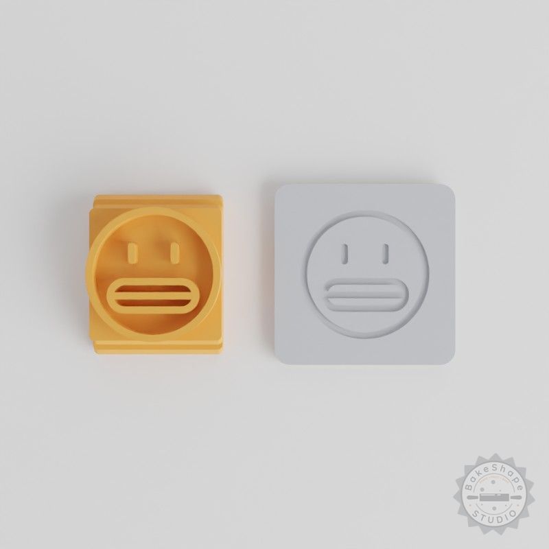 Grimacing Stamp Tile Set for Clay, Cookies, Fondant, 5 Sizes, Emoji Face Design