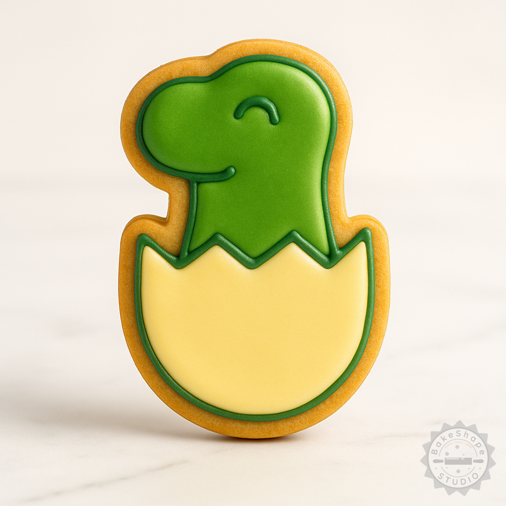 Decorated example 1 of Dinosaur Egg Cookie Cutter and Stamp Set, 6-Piece, Shapes for Fondant and Cookies
