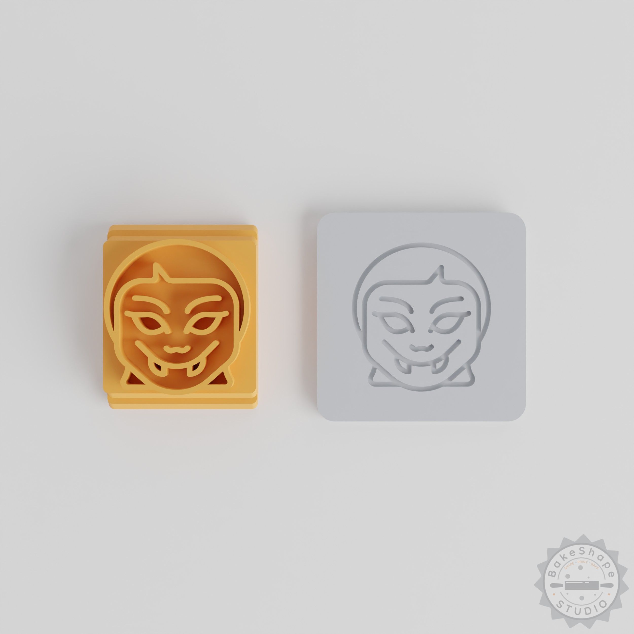 Vampire Girl Stamp Tile Set, 5 Sizes for Clay, Cookies & Fondant, Halloween Spooky Design