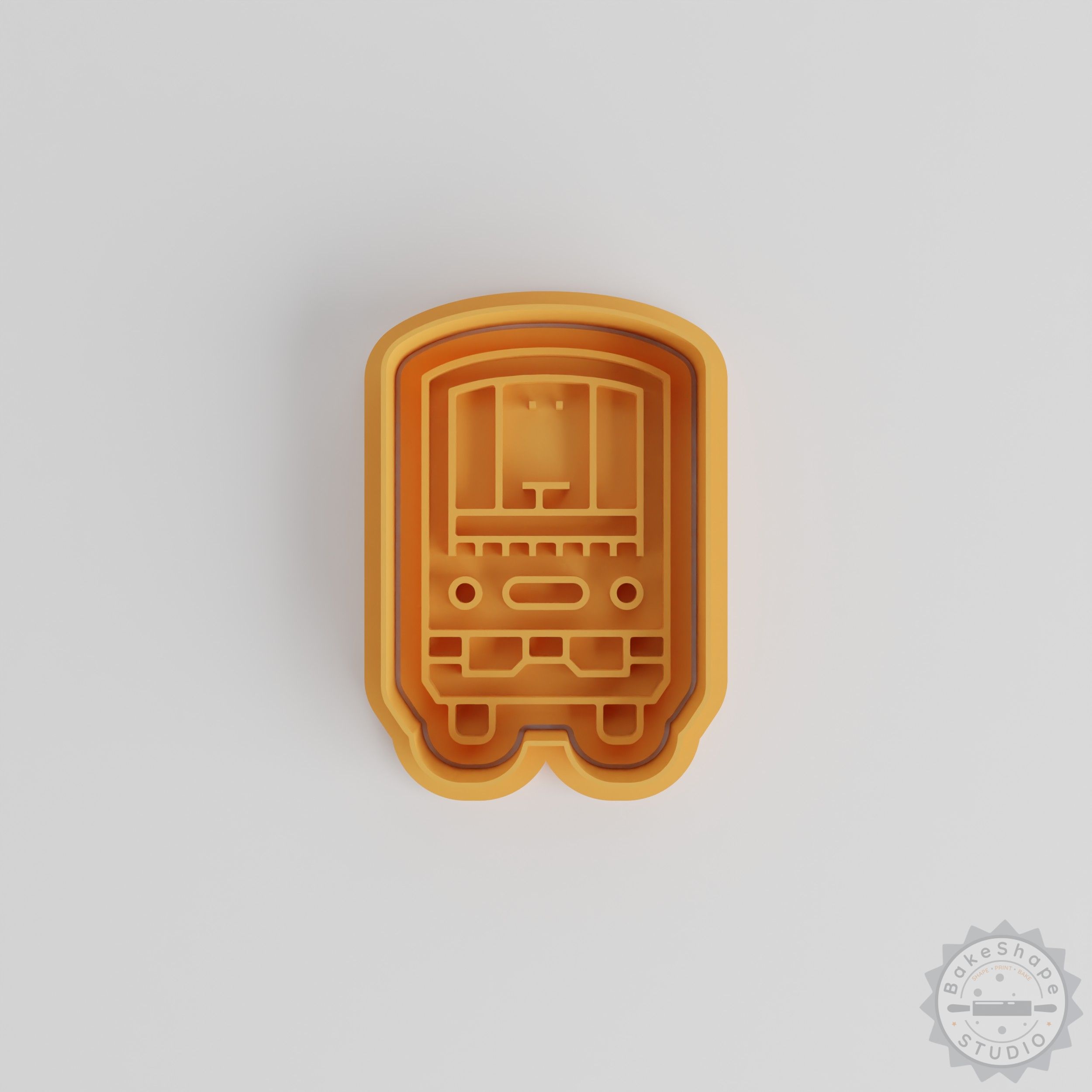 Train shape cookie cutter and stamp set STL for 3D printing bakery tools