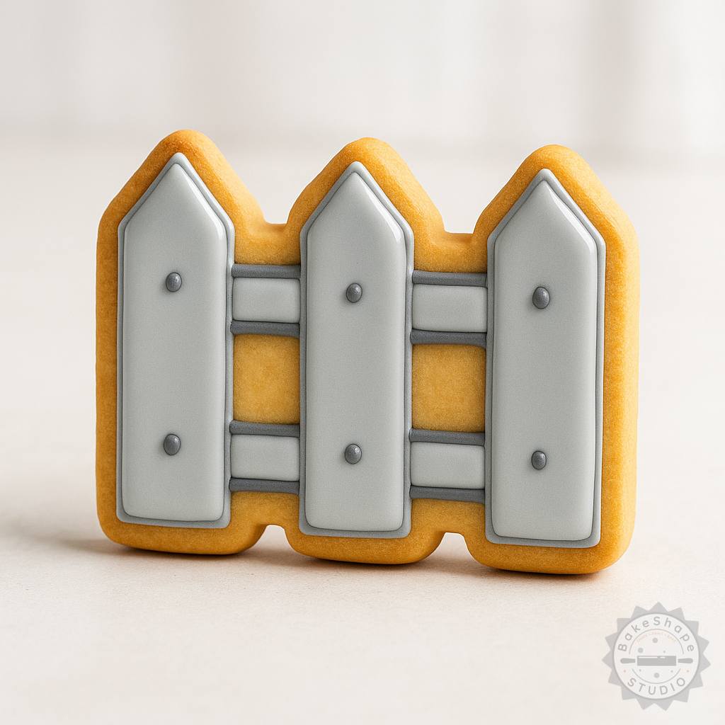 Decorated example 1 of Fence Shape Cutter & Stamp Set, 6 Piece Cookie and Fondant Mold, Small/Medium/Large Sizes