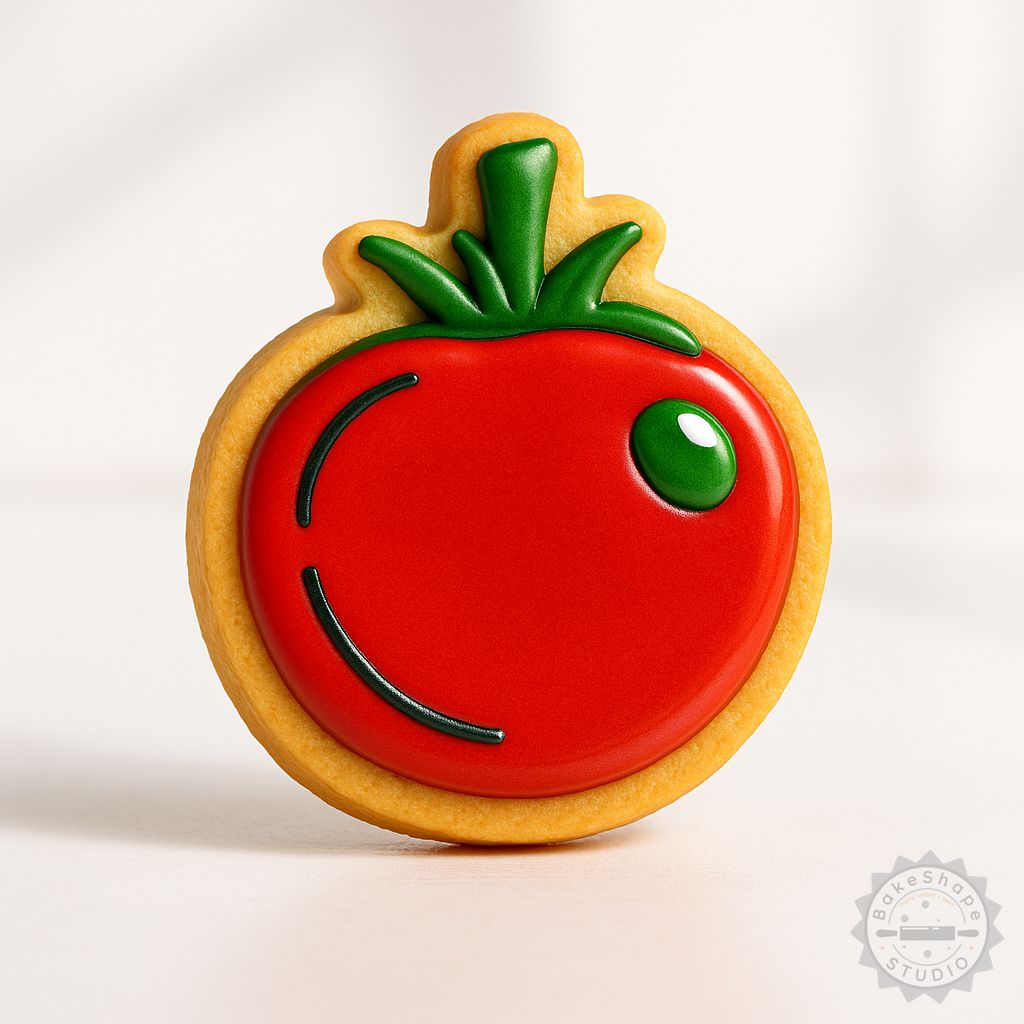 Tomato shape cookie cutter and stamp STL set for 3D printing and baking decoration