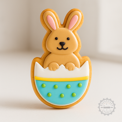 Decorated example 1 of Easter Bunny Cookie Cutter and Stamp Set, 6-Piece, Perfect for Cookies and Fondant