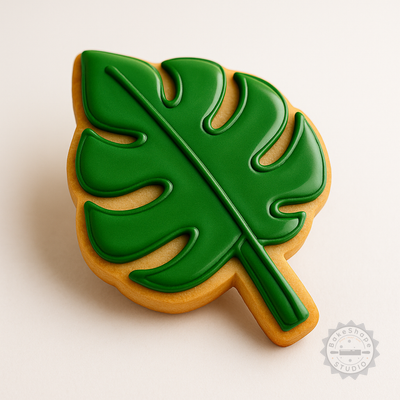 Decorated example 1 of Leaf Shape Cutter and Stamp Set, 6-Piece Cookie and Fondant Tool, Nature-Inspired Designs in S/M/L Sizes