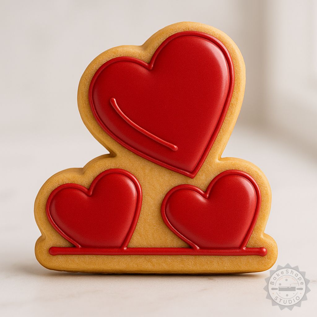 Heart shape cookie cutter and stamp set STL files for 3D printing, featuring small, medium, and large sizes