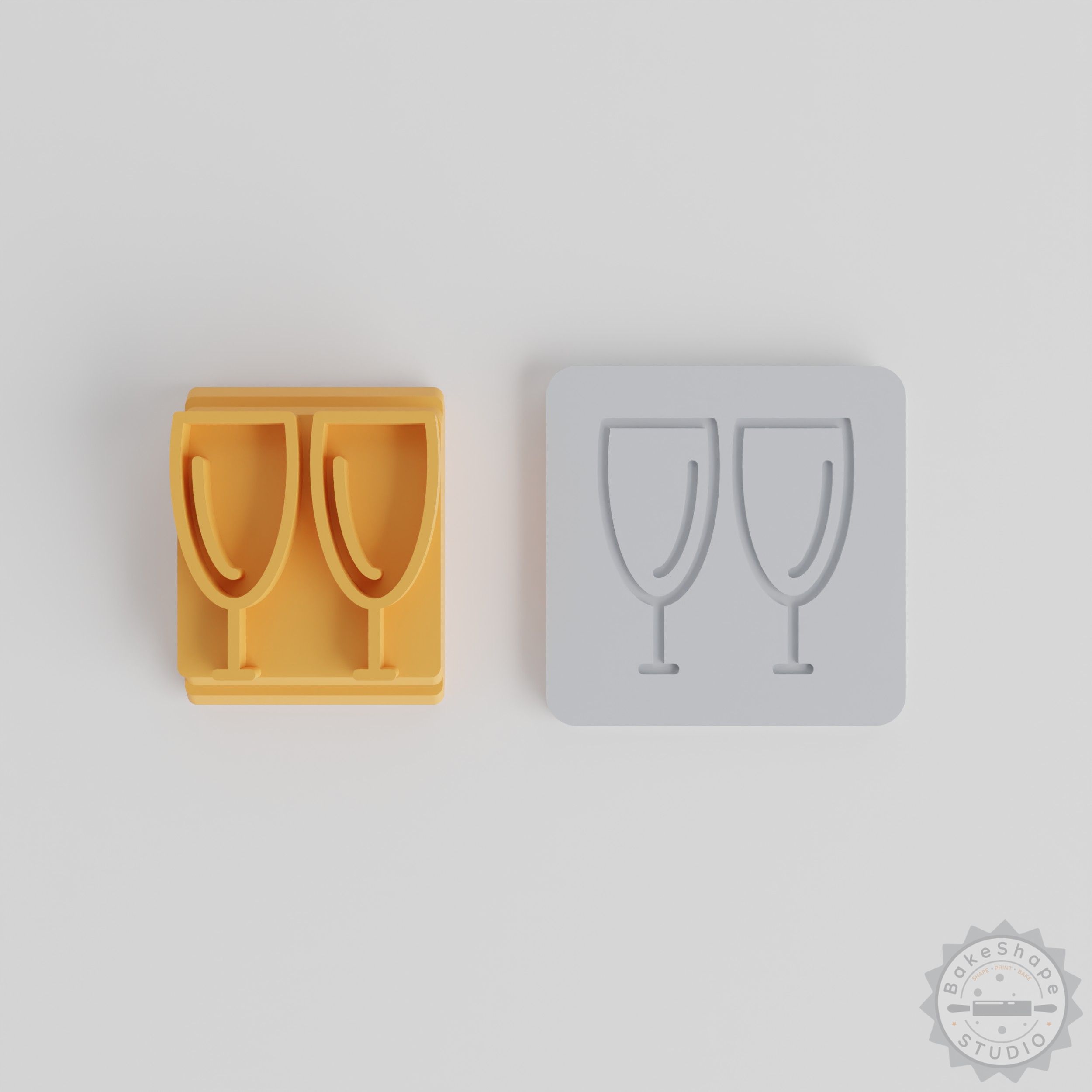 Wine Glass Stamp Tile Set, 5 Sizes, Perfect for Clay and Cookie Decoration