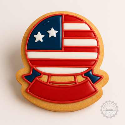 Decorated example 1 of 4th of July Cookie Cutter and Stamp Set, Patriotic Shapes, Perfect for Fondant, 3 Sizes S/M/L