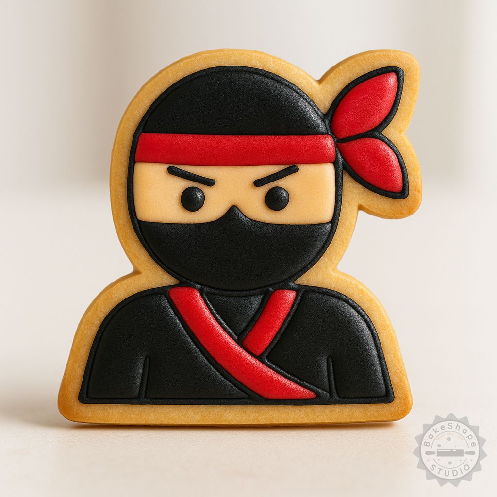 Ninja cookie cutter and stamp set STL file for 3D printing small, medium, and large shapes