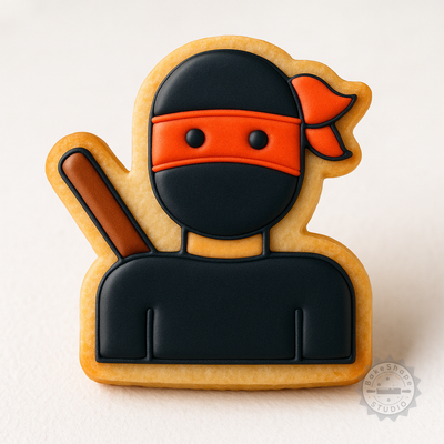 Decorated example 1 of Ninja Shape Cutter and Stamp Set, 6-Piece, Perfect for Cookies and Fondant, Includes S/M/L Sizes