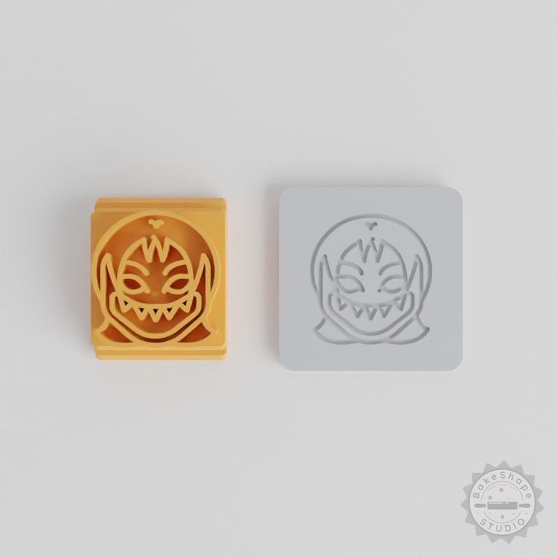 Demon Girl Stamp Tile Set, 5 Sizes, Perfect for Clay, Fondant, Cookies - Halloween Horror Design