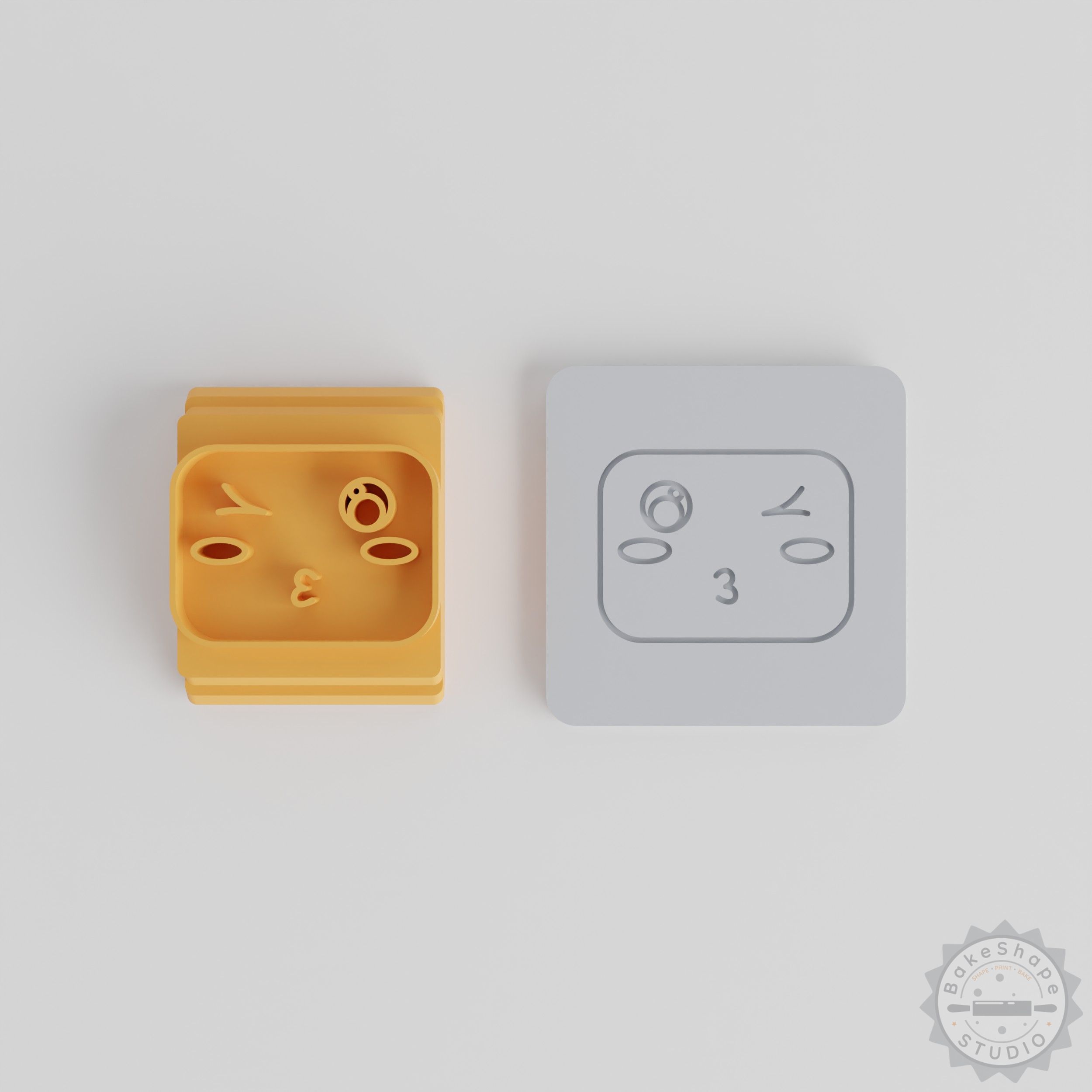 Kawaii Face Stamp Tile Set, 5 Sizes, Cute Smile Emoticon Motif for Clay, Cookies, Fondant Crafting