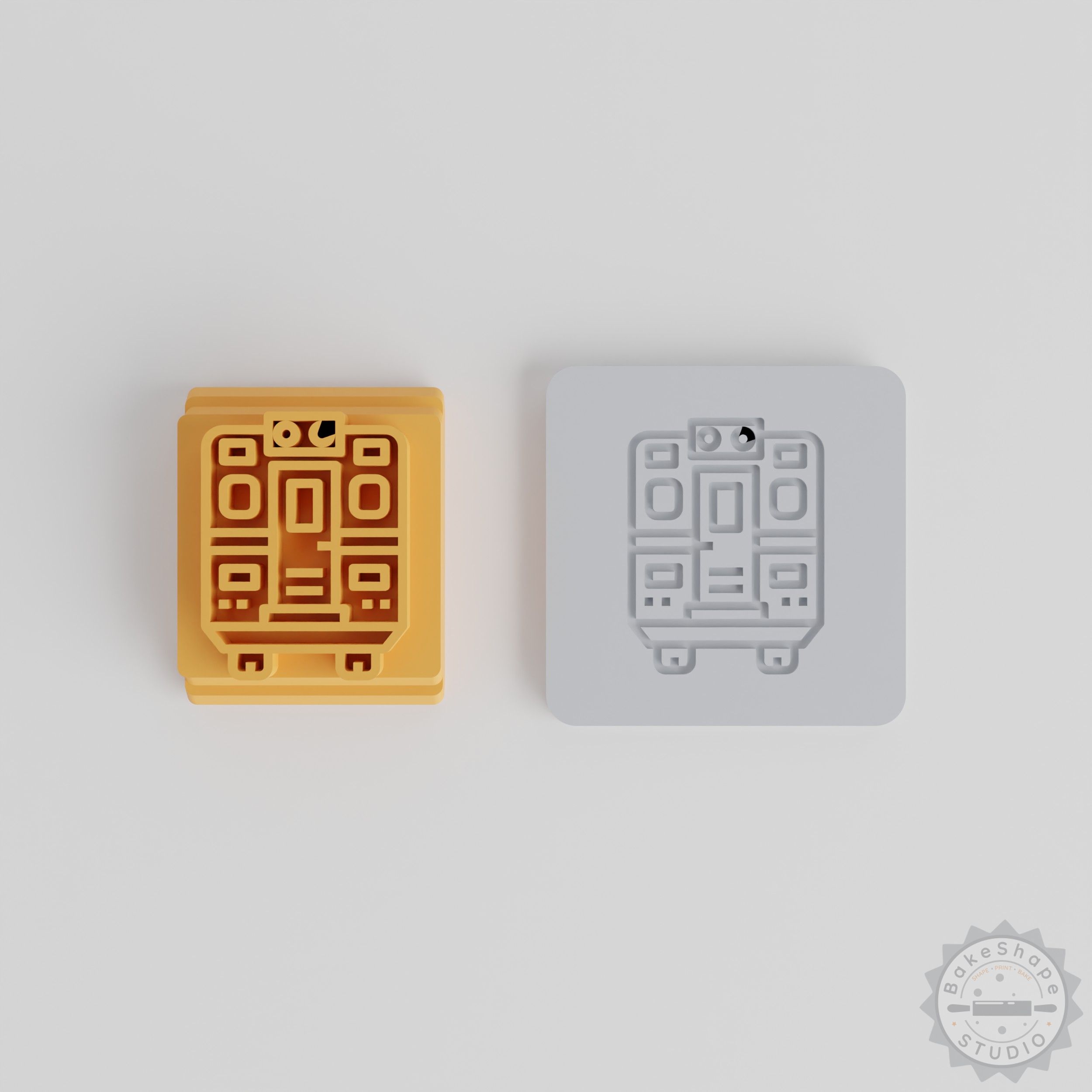 Train stamp tile set with 5 motif sizes for clay and crafting, STL for 3D printing