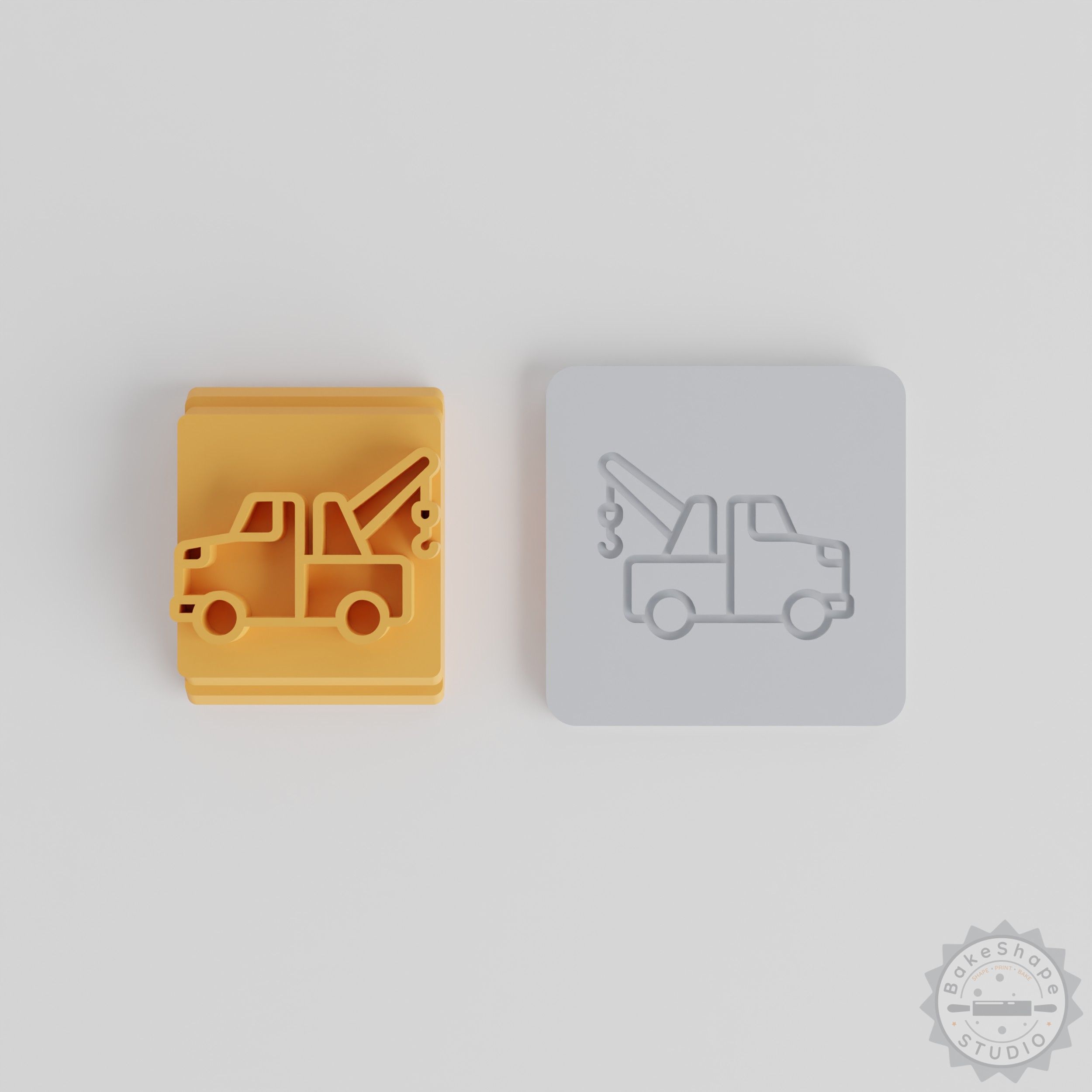 Tow Truck Stamp Set, 5 Sizes, Ideal for Clay, Cookies, Fondant, Towing Vehicle Motif