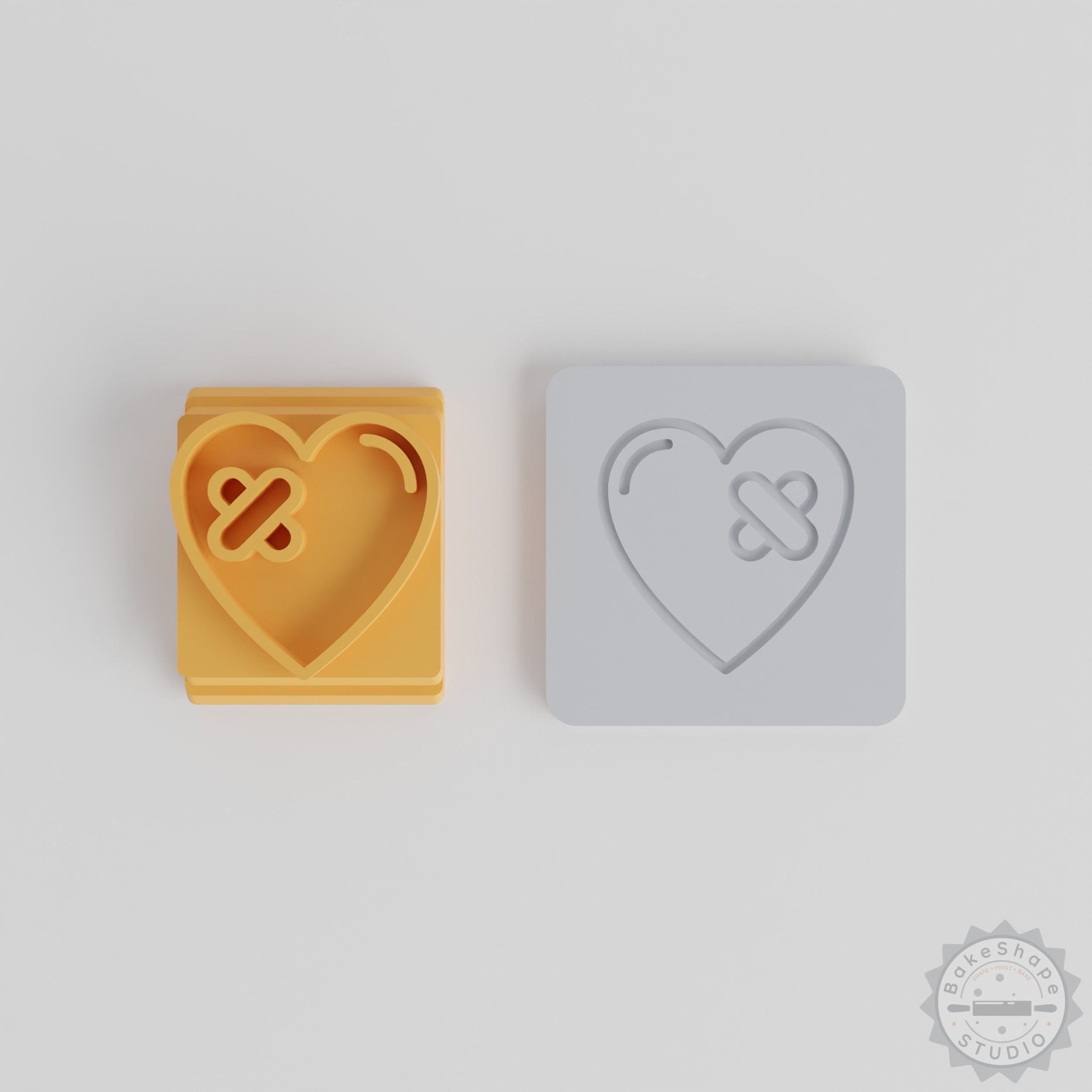 Broken Heart Stamp Tile Set, 5 Sizes for Clay, Cookies & Fondant, Heart Design
